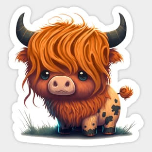 Highland Cow Cute Brown Fluffy Sticker